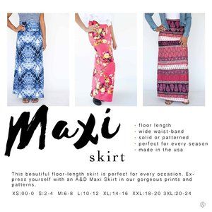 Maxi Skirt Side Slit - Gray Floral Agnes & Dora